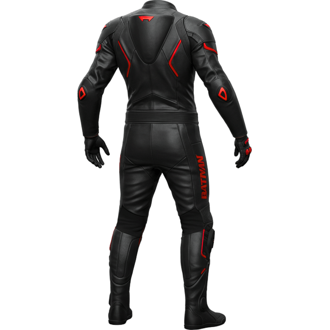 armored Batman motorcycle leather suit inspired by the Dark Knight