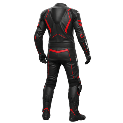 Men's Red and Black Leather Riding suit for Bikers