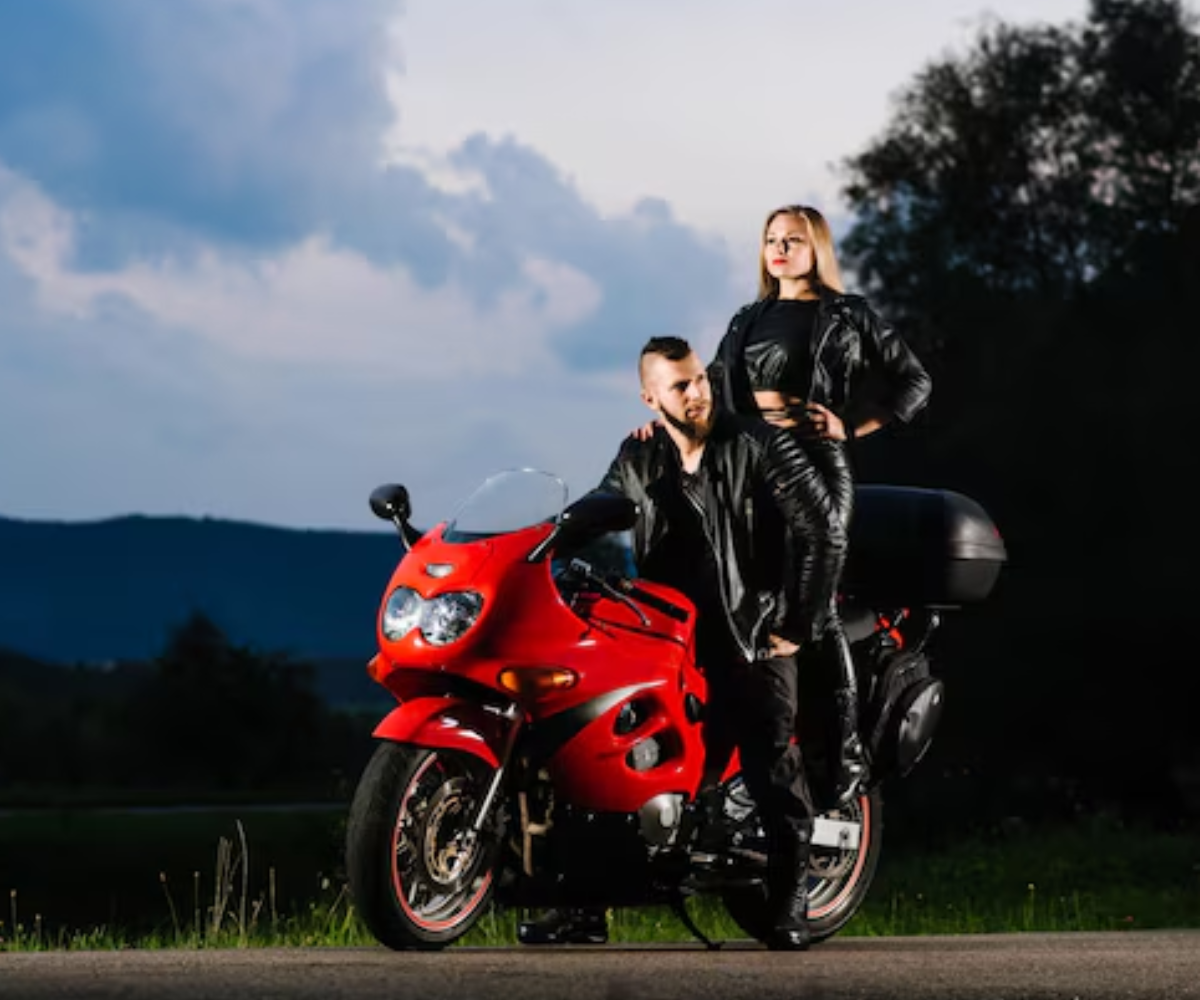 Leather jacket designed for motorcycle rides