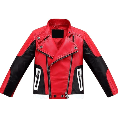 Kids leather jacket casual fashion