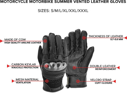 Biker leather gloves premium riding look