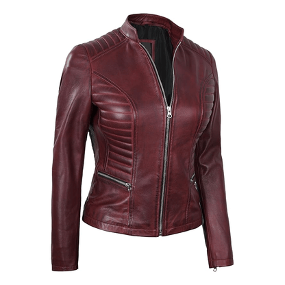Women leather jacket classy casual look