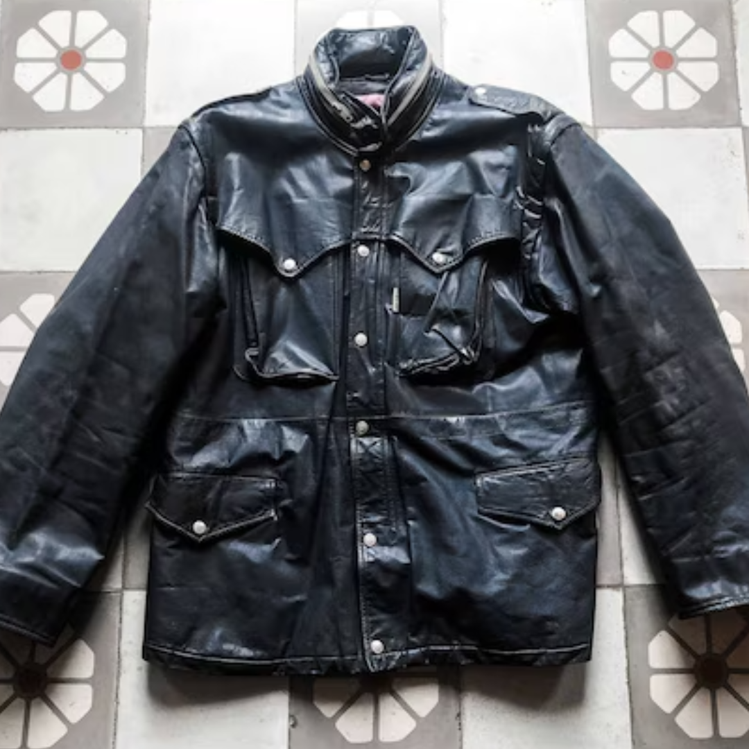 Motorcycle leather jacket modern rider outfit