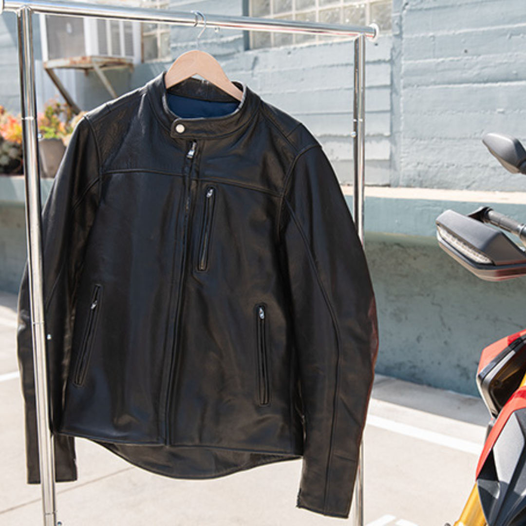 Motorcycle leather jacket rugged biker appeal