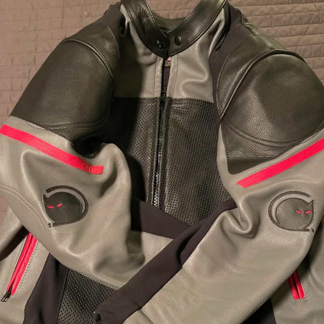 Motorcycle leather jacket professional biker look