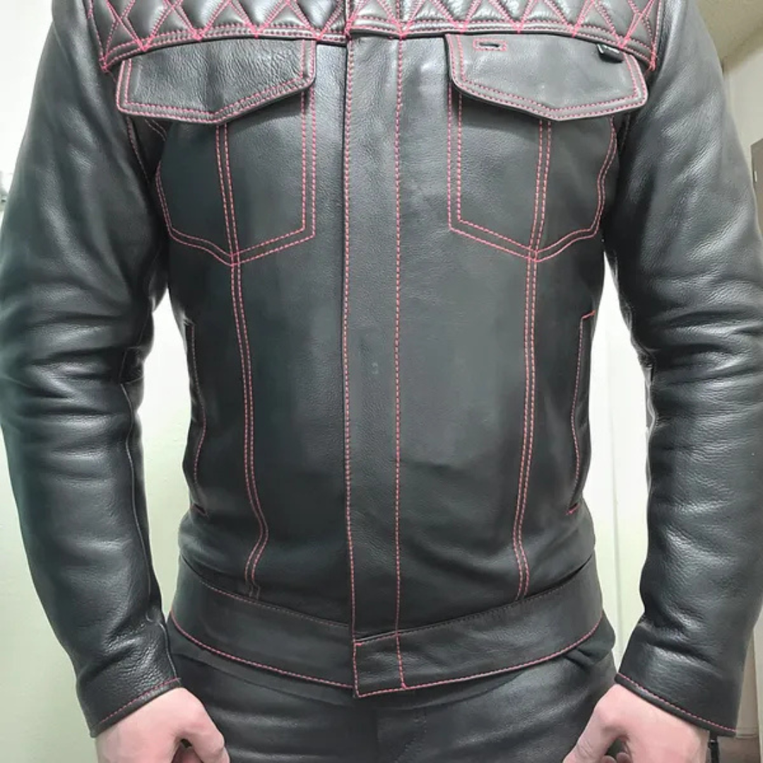 Biker leather jacket strong leather texture