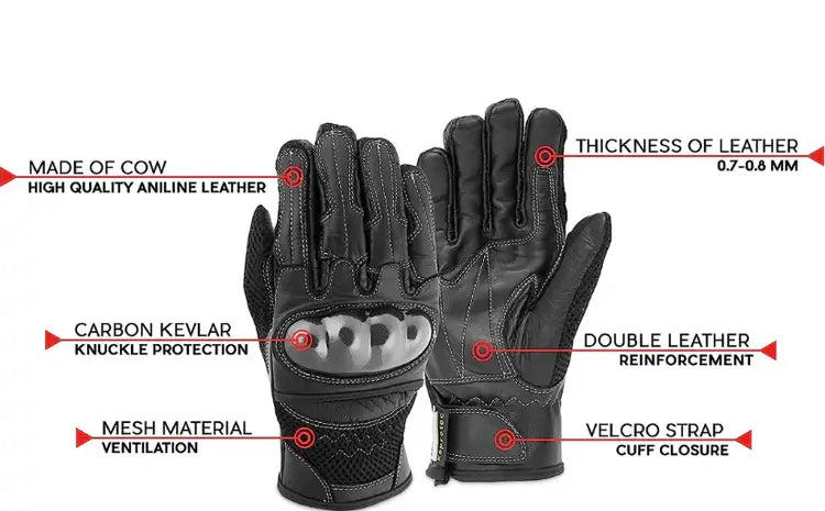 Leather gloves suitable for motorbike riding