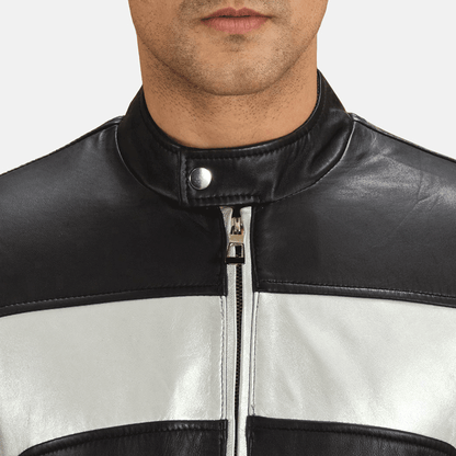 Mens leather jacket street style
